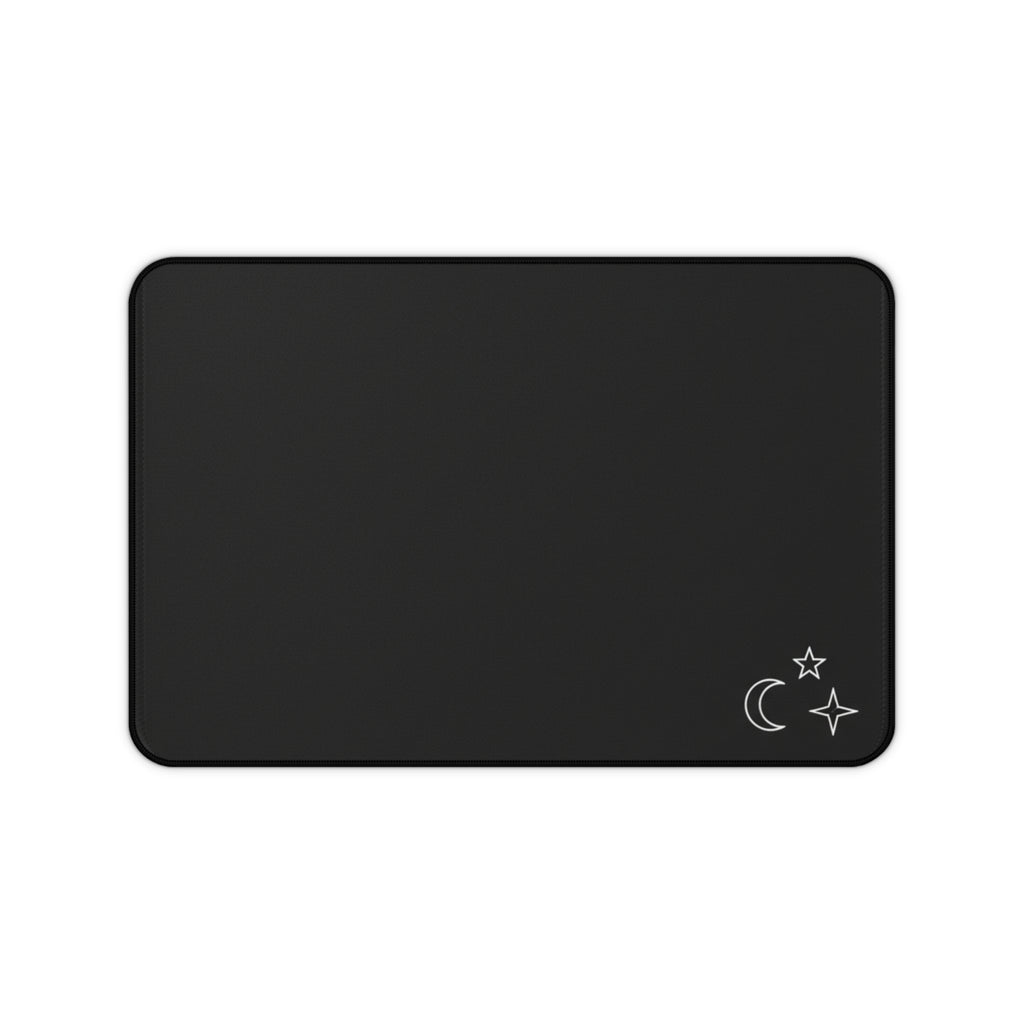 Night Sky Desk Mat — Black Moon & Stars Mousepad