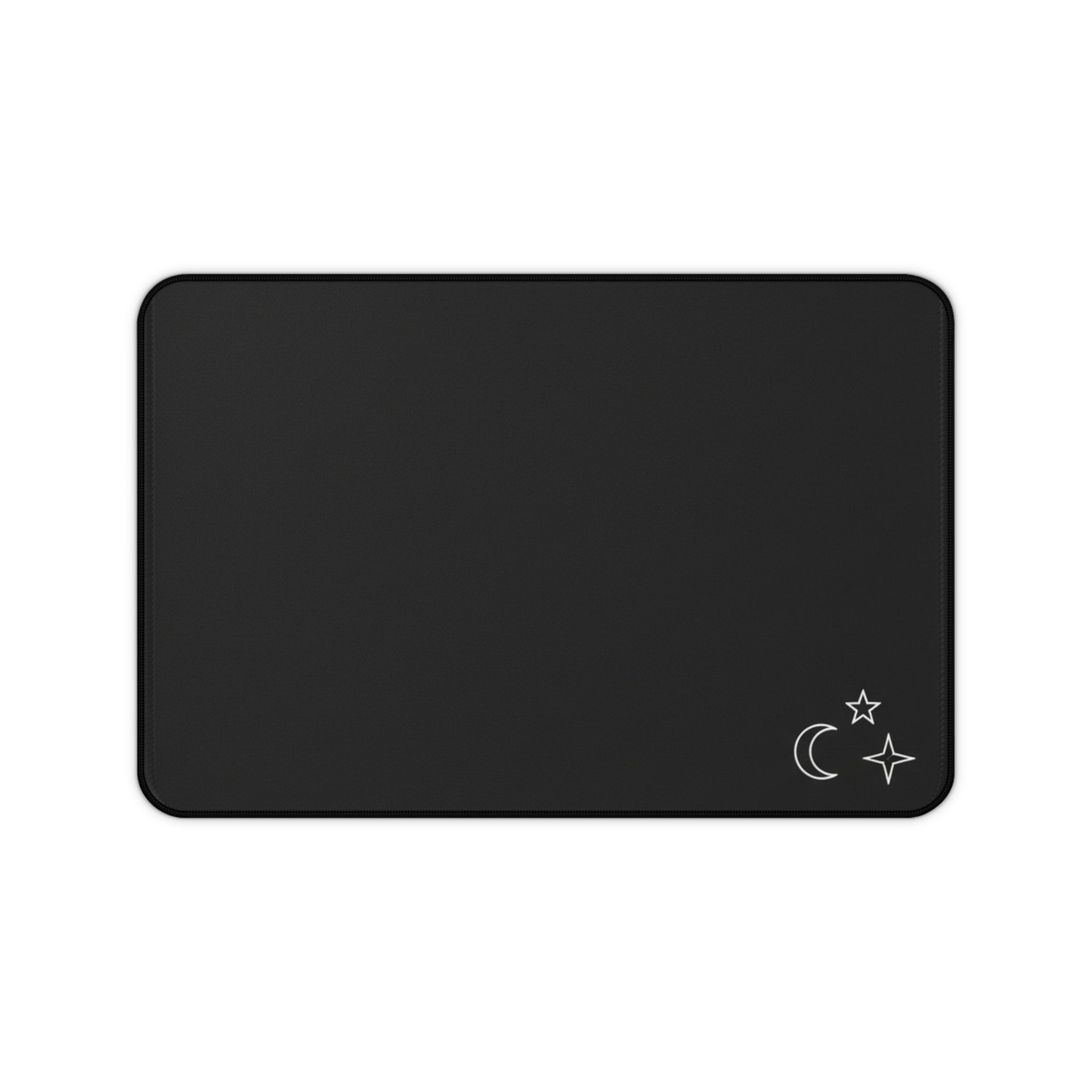 Night Sky Desk Mat — Black Moon & Stars Mousepad