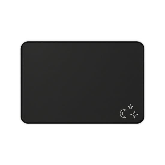 Night Sky Desk Mat – Black Moon & Stars Large Mouse Pad for Desk