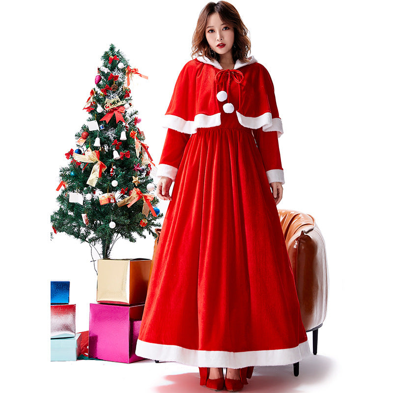 Christmas Outfit Two-tone Shawl Dress